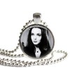 Morticia Addams 1 inch Silver Plated Picture Pendant Necklace