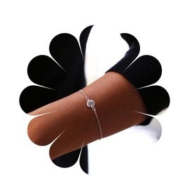 Aneneiceera Boho Crystals Bracelet Silver Rhinestone Chain Bracelet CZ Bracelet Everyday Bracelet Minimalist Hand Chain Jewellery for Women and Girls Bridesmaid Gifts (Silver)