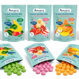 Amara Smoothie Melts - s Variety Pack - Baby Snacks Made With Fruits and Vegetables - Healthy Toddler Snacks For Your Kids Lunch Box - Organic Plant Based Yogurt Melts - 6 Packs