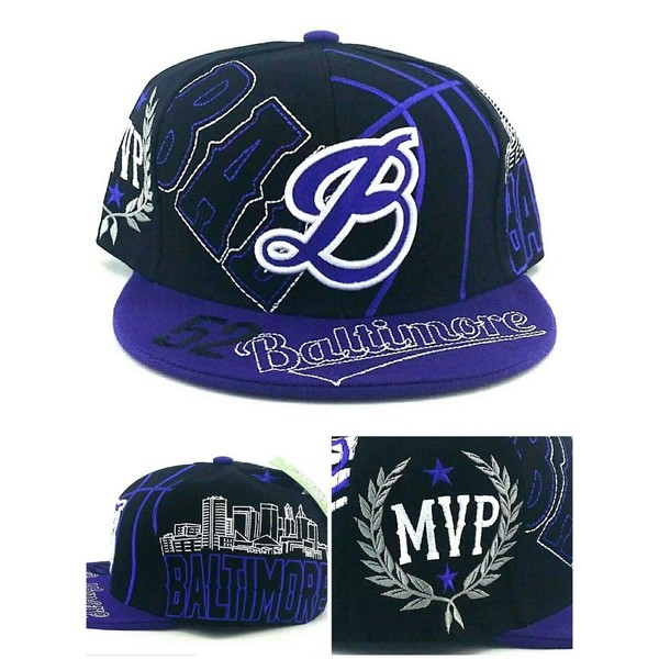 Baltimore New Leader Top Pro MVP 52 Lewis Black Purple Era Snapback Hat Cap