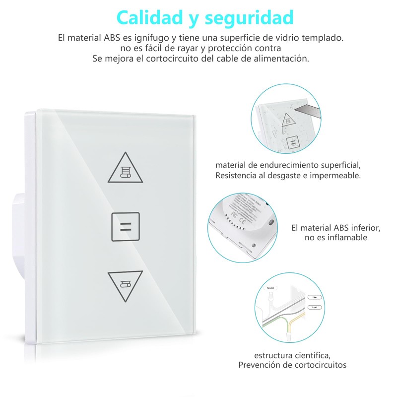 HEUXGIR Flush-Mounted Roller Shutter Switch, WiFi Blind Switch, Compatible with