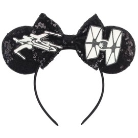 CLGIFT Ears, Darth Vader, Black Mouse Ears, Red Mouse Ears (black)