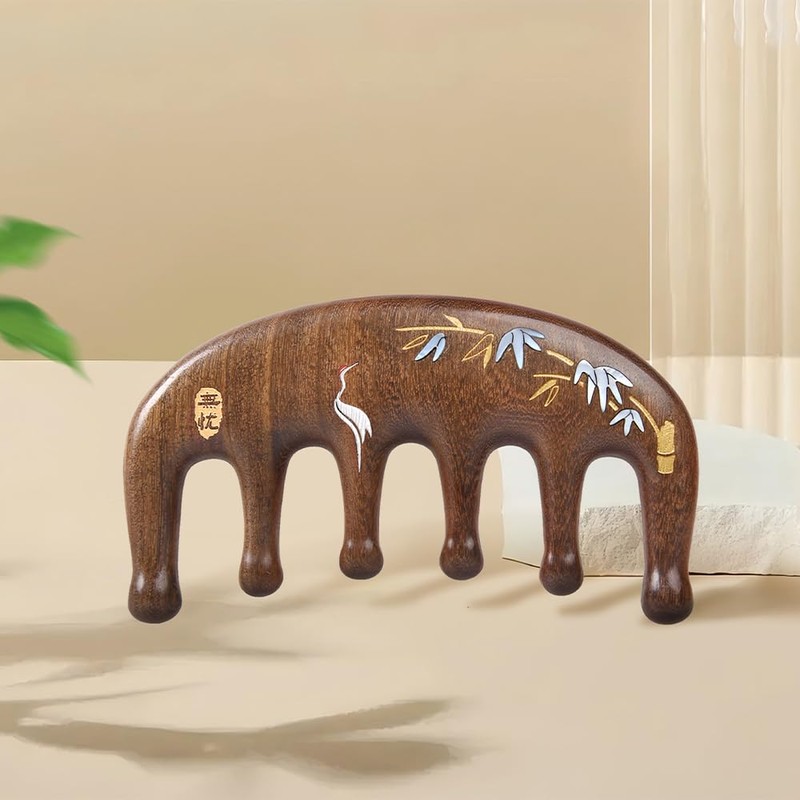 TAN MUJIANG Palm-Sized Wood Comb Worry-free | Bamboo & Crane