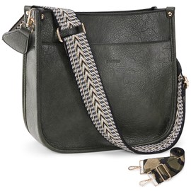 Caitina Crossbody Bag For Women Vegan Leather Hobo Handbag Designer Crossbody Purses Bucket Bag For Women with 2 Adjustable Strap(Armygreen)