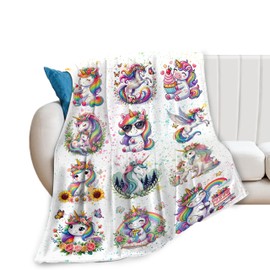 Unicorn Blanket Unicorn Fleece Throw Blanket Super Soft Warm Cozy Fuzzy Plush Unicorn Blanket Gifts for Girls Boys Kids Room Decor 40"X50"