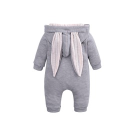 Verve Jelly Toddler Bebek Unisex Sevimli Tavşan Kulak Uzun Kollu Fermuar Romper Pijama Tek Parça Sonbahar Kış Oyun Kıyafeti