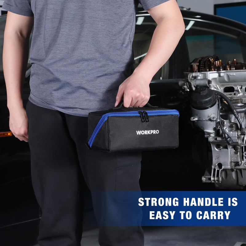 WORKPRO Tool Bag, 10" Wide Mouth Utility Tool Bag with