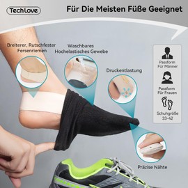 Tech Love Hallux Valgus Corrector, Hallux Valgus Socks, Bunion Relief Non-Slip Heel Strap, Washable, Unisex, 1 Pair