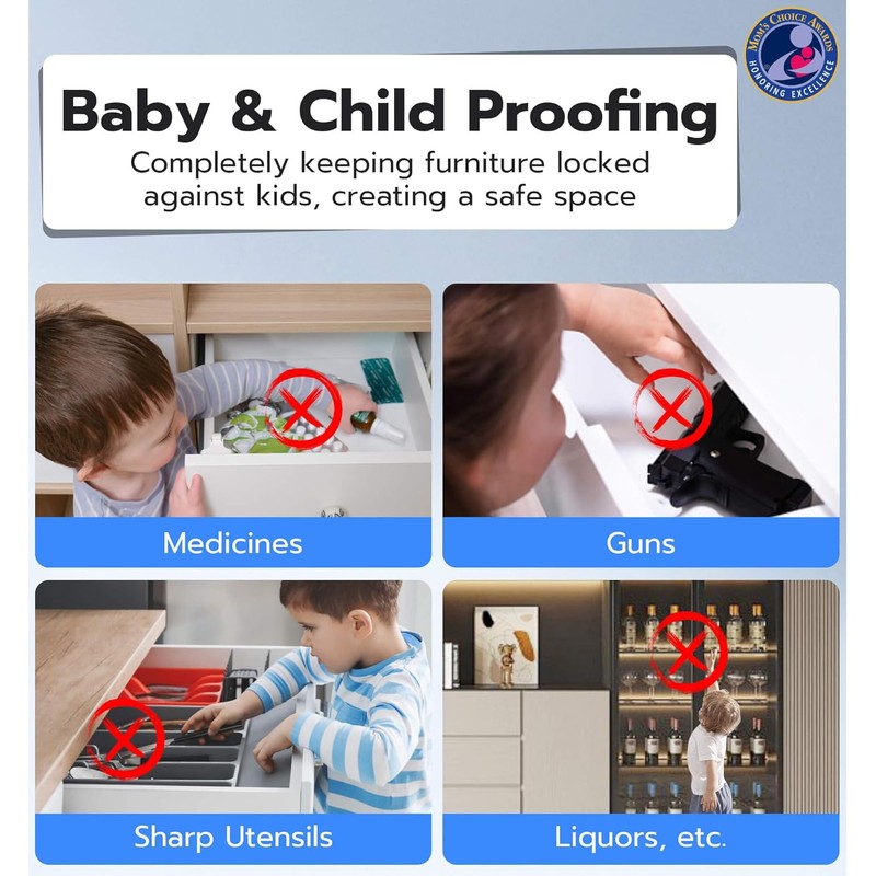 Anweller Baby Proofing Smart Cabinet Locks, Child Proof Hidden Drawer
