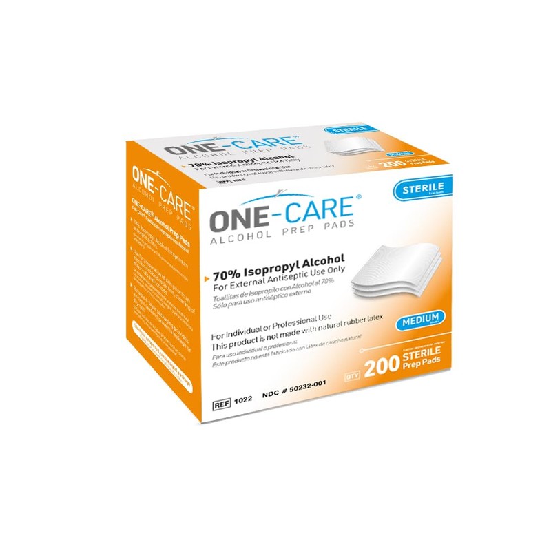 ONE-CARE Prep Pads Medium, Box of 200 wipes