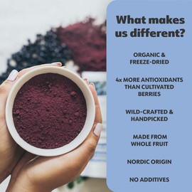 LOOV Organic Wild Blueberry Powder - 15 Day Supply, 91 g, Good for Smoothie & Breakfast, Freezed and Dried from Northern Europe, No Added Sugar