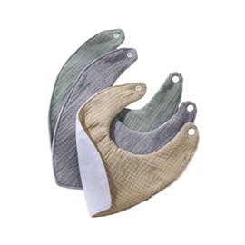 Uposao Lätzchen Baby Absorbierende Dreieckstuch 3 Stück Weiche Saugfähig Musselin Halstücher Sabberlätzchen mit Druckknopf Baby Dreieckstücher Geschenk für Jungen Mädchen