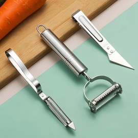 Juego de 3 peladores Julienne, peladores de verduras de acero inoxidable, cortadores de juliana, herramienta de pelado de verduras de cocina para verduras y zanahoria