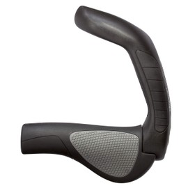Ergon - GP5 Ergonomic Lock-on Bicycle Handlebar Grips with Extended Bar End Support | Regular, Gripshift or Rohloff/Nexus Compatible | for Hybrid Bikes | Two Sizes | Black/Gray or Biokork