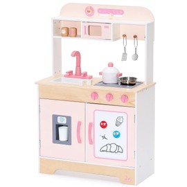 SainSmart Jr. Wooden Play Kitchen for Kids - Premium Toddler Pretend Play Cooking Set - Includes Stove, Refrigerator, and Accessories for Boys and Girls