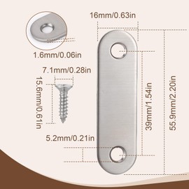 Pxyelec 2.2" 2 Hole Stainless Steel Flat Repair Plate 20pcs