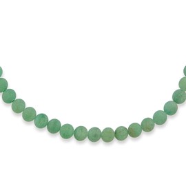 Plain Simple Smooth Western Jewelry Classic Matte Moss Green Aventurine Round 10MM Bead Strand Choker Necklace for Women Teen Silver Plated Toggle Clasp 15 Inch