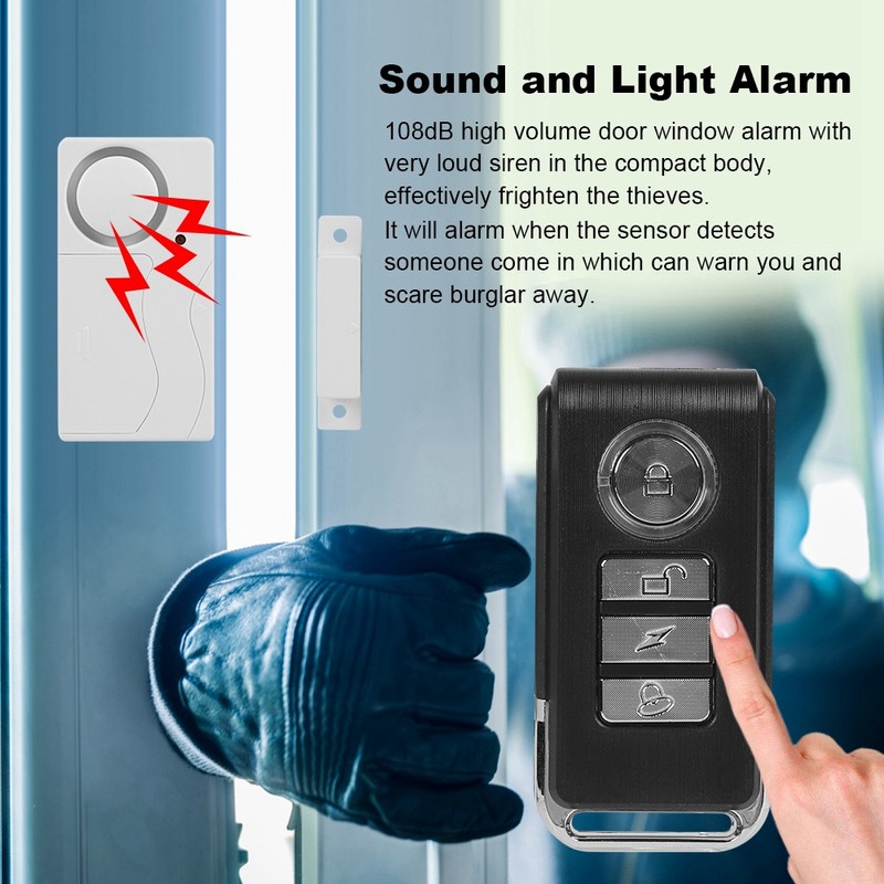 Wireless Door Burglar Alarm Security System Vibration Magnet Sensor Remote