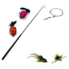 Kat Fly Teaser Wand with 4 Cat Teasers Refills - Purple