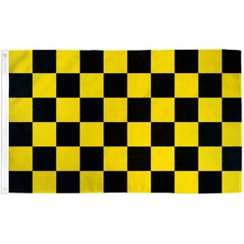 Yellow & Black Checkered Flag 2x3ft Poly - Mighty-Locked Stitching - Perfect for Indoor or Outdoor Flying!