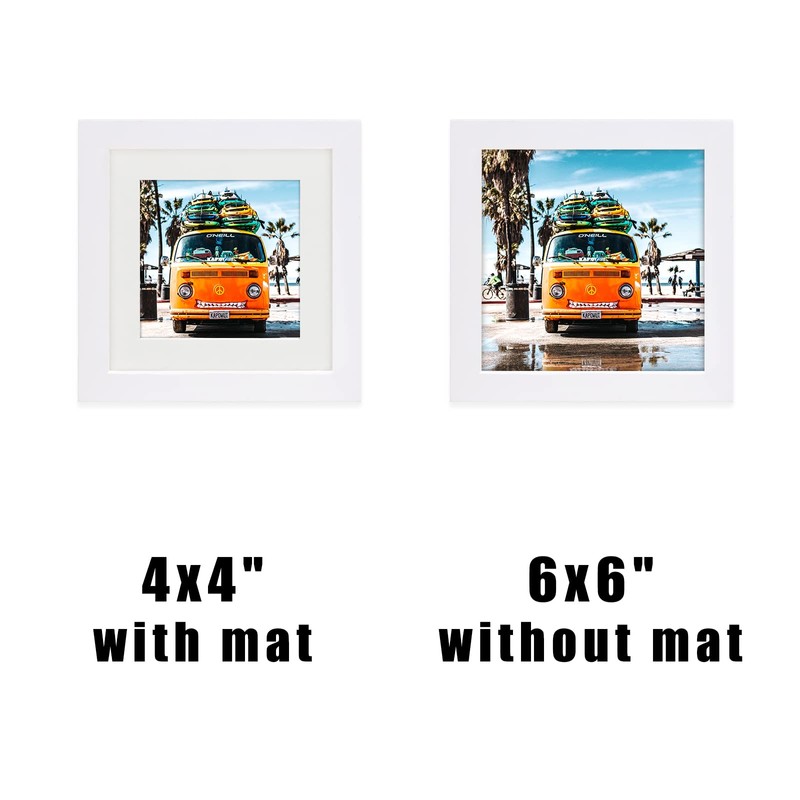 Picture Frames 6x6 White Nature Solid Wood 2 Pack for