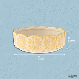 Karma, 6-inch Lemon Plate, Dessert Appetizer Small Serving Party Dish, Round Dessert Snack Fruit Side Dishes, Lemon