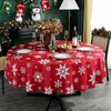Round Christmas Tablecloth Winter Table Cloth with Snowflake Decorations, Heavy