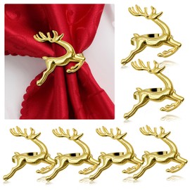 COCHIE Napkin Buckle, Christmas Gold, Metal Napkin Buckle, Napkin Buckle, Leaves for Wedding Party, Dinner, Anniversary, Table Decoration, Pack of 6