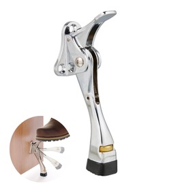 HOME&I Easy Pedal Kick Down Door Stop Stopper Easy Step Door Kick Doorstop,Premium Quality,Height-Adjustable Rubber Foot,4 Inch (Chrome, 4 Inch x 1 Pack)