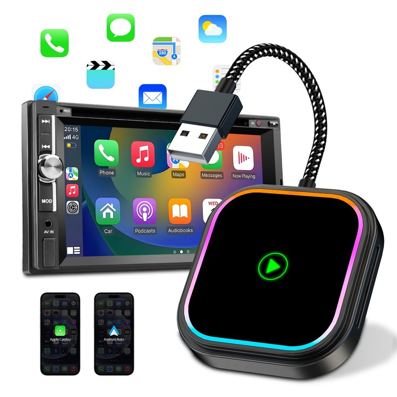 CYIAMJLU 2-in-1 Carplay Wireless Adapter with Fast, Convert Wired Android