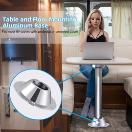 RUPSE Boat RV Table Base Mount 2 Pack, Aluminum Standard RV Table Base Mount for ITC SurFit Table Leg System, Metal Stable Camper Table and Floor Pedestal Base Flange with Mounting Screws