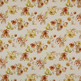 Kt KILOtela - Digital Printed Canvas Fabric - Panama 100% Cotton - Width 280 cm - Choice of Length 50 in 50 cm | Flowers - Orange, Yellow, Green