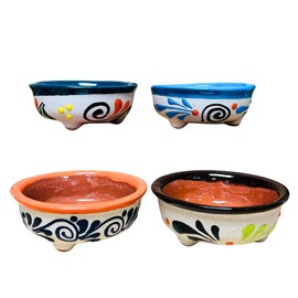 Set of 4 Multicolor Small Molcajete Barro - Mexican Kitchen - Guelaguetza Designs - Salsa Bowl Set - Handmade Mexican Bowls
