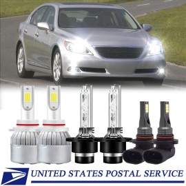 SHENKENUO For Lexus LS460 2007-2012 -LED HID Headlight High&Low Beam + Fog Light Bulbs Kit