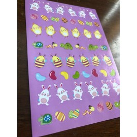 American Greetings 1 Sheet AGC Easter Stickers Eggs Dyed Chicks Bees Jelly Beans Bunny Rabbits