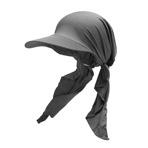 ZLYC Women's Summer Chemo Headwear with Brim Visor Pre-Tied Lightweight