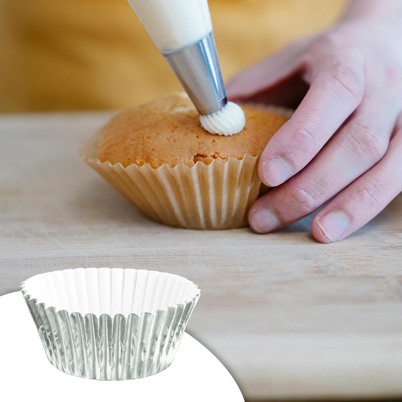 Rumyve 100 Pcs Disposable Baking Cups,Foil Metallic Cupcake Cases,Muffin Liners