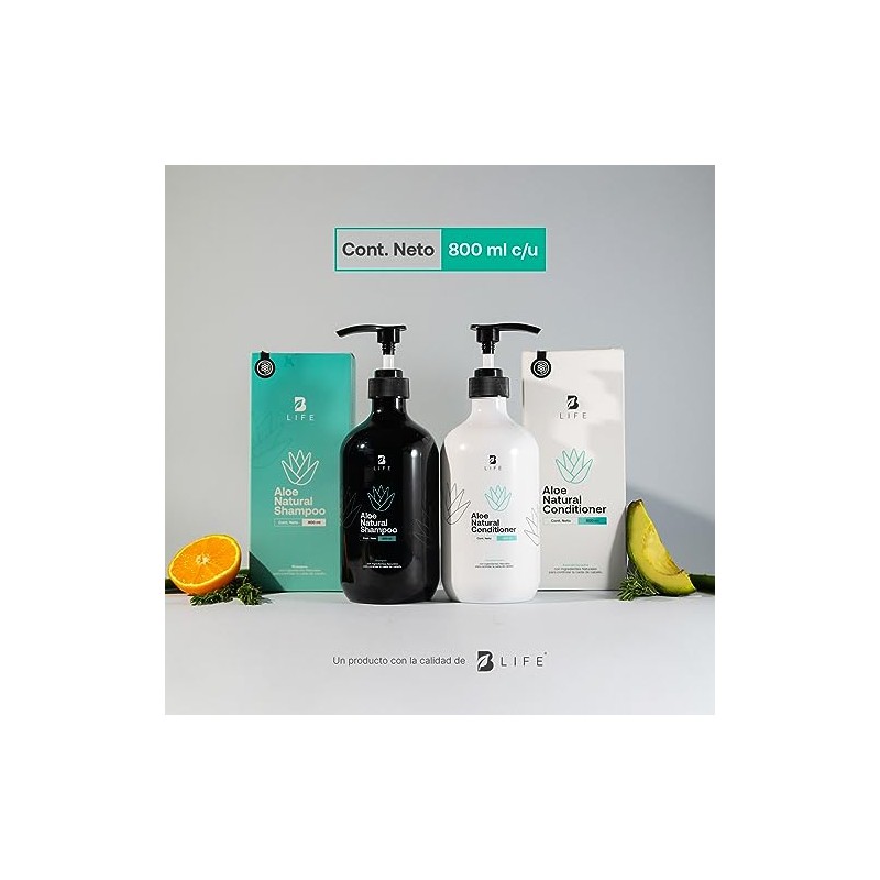 Kit Shampoo y Acondicionador Natural de 800ml C/U sin Sulfatos