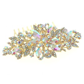 neXxtten Gold Tone Metal Hair Comb With Rhinestone H3943-GAB
