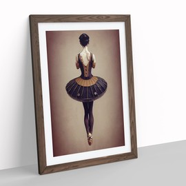 Vintage Ballerina Framed Print for Living Room Bedroom Home Office Décor, Wall Art Picture Ready to Hang, Walnut A4 Frame (34 x 25 cm)