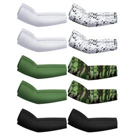 Hicarer 10 Pairs Sun Protection Arm Sleeves Cooling Sports Compression Athletic Sleeves for Basketball Running Cycling Golfing (Chic Color)