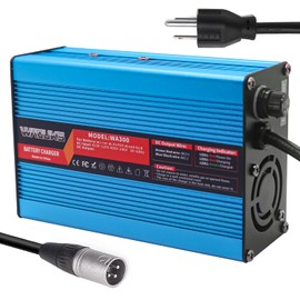 24V 8A Charger 24V Lead Acid Charger Output Connector 3pin XLR Plug Used for 24V Lead Acid AGM Gel VRLA OPZV Battery Blue Aluminum Case with Cooling Fan 24V Smart Charger