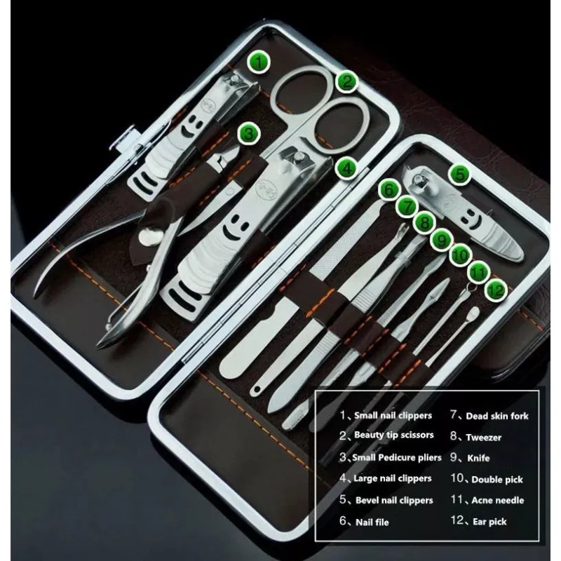 SET12 Set De Manicura Pedicura Pies Manos Acero Inox 12