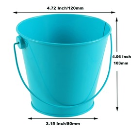 SHEUTSAN 10 Pack 4.7 x 4 Inches Mini Metal Buckets, Aqua Blue Metal Bucket with Handle, Metal Planter Pails Container, Decorative Small Bucket for Party Favors, Easter, Crafts, Gardening