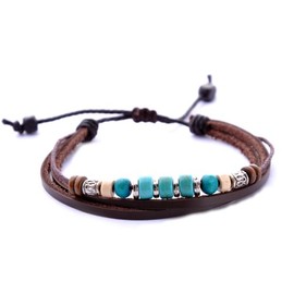 Morella Ladies'Leather Bracelet in various Styles / Various Models Available - Turquoise - One size