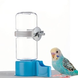 No Mess Bird Water Feeder Dispenser Automatic Hanging Bird Feeder for Cage, Parakeet Cage Accessories, Parrot Cockatiel Seed Food Container Drinker for Squirrel Finch Lovebirds Budgies Canary(Waterer)