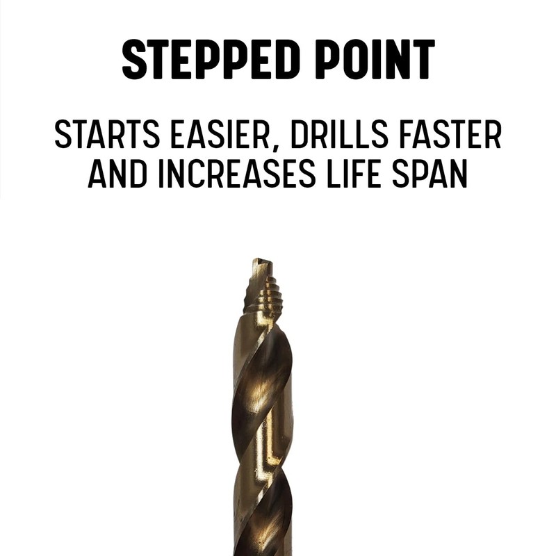 Drill America 1/8" Cobalt Stepped Point Drill Bit, GSC Series