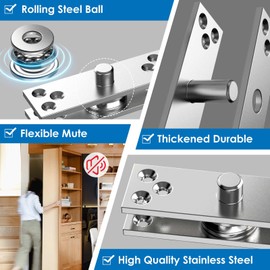Hidden Pivot Hinges, Hidden Door Hinges, Hidden Hinge Hardware Accessories,Ball Catch Hardware for Max 300 Lb Heavy Duty Wood Doors & Hidden and Secret Bookcase (Center Mount 300 lbs 1 Set)