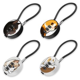 Small Combination Lock for Luggage, Gym Locker, Backpack Bag Zipper, Mini Combo Lock with Code, 5.12 Inch Steel Cable Padlock for Travel Suitcase (4-Cat, Cute)