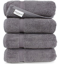 SALBAKOS Turkish Cotton Hotel Bathroom Towel Set, 700 GSM, 27 by 54 Inch, Pack of 4, Gray